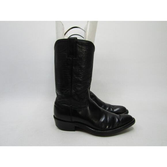 Justin Mens Size 7 C (Narrow Width) Black Leather Cowboy Western Boots main image 9